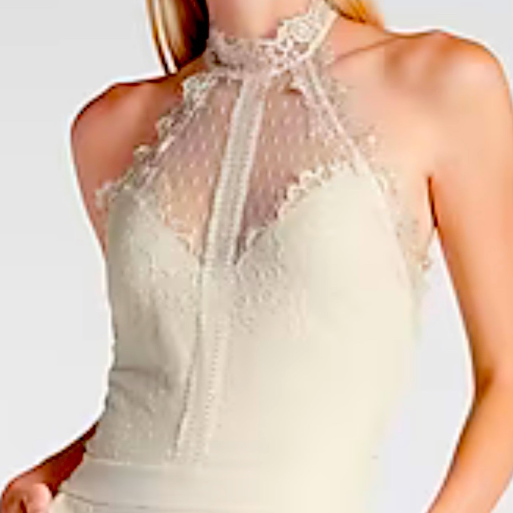 Halter lace white jumpsuit